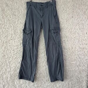 American Eagle Cargo Pants 27 Gray Mid Rise Baggy Wide Leg Gorpcore Streetwear